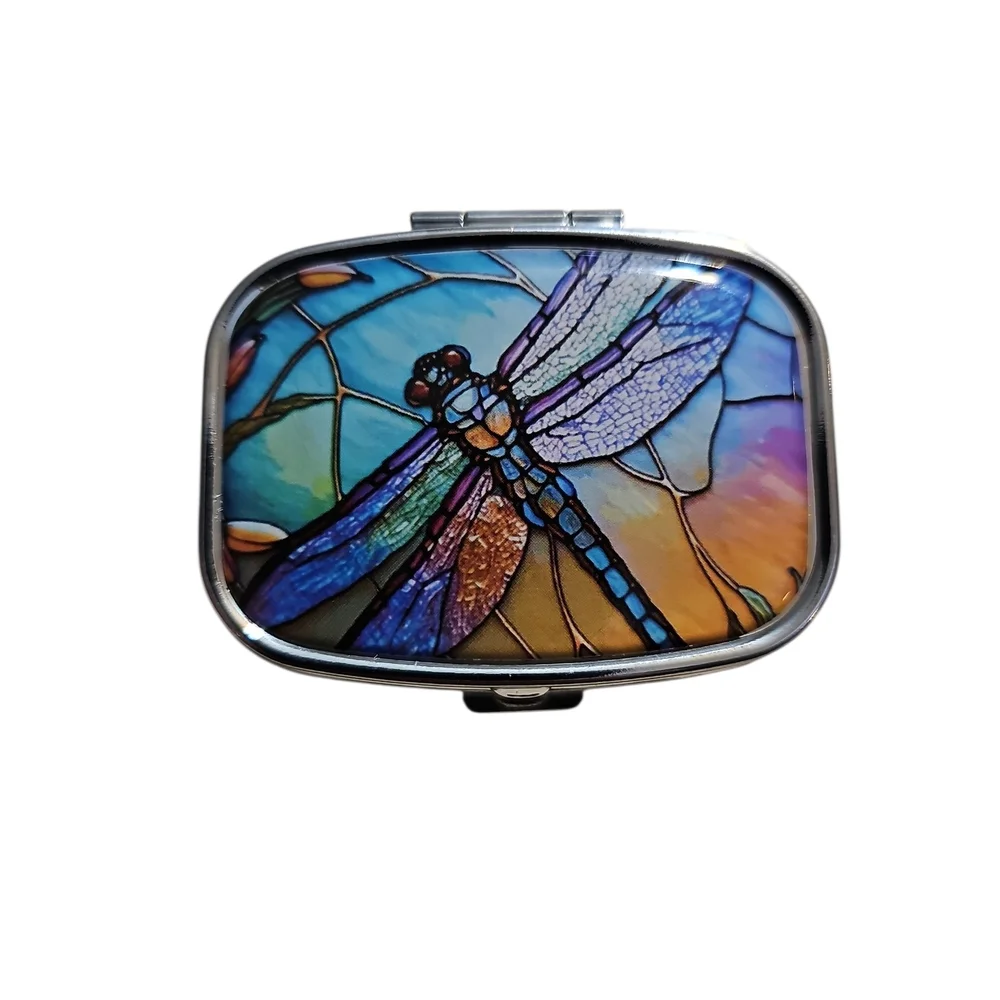 Colorful Dragonfly Stained Trinket Box - Picture 5 of 9
